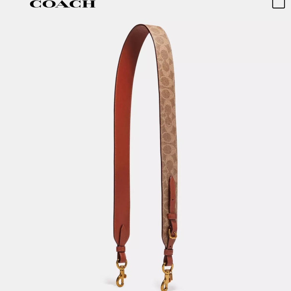 Coach signature replacement strap with Gold Hardware.